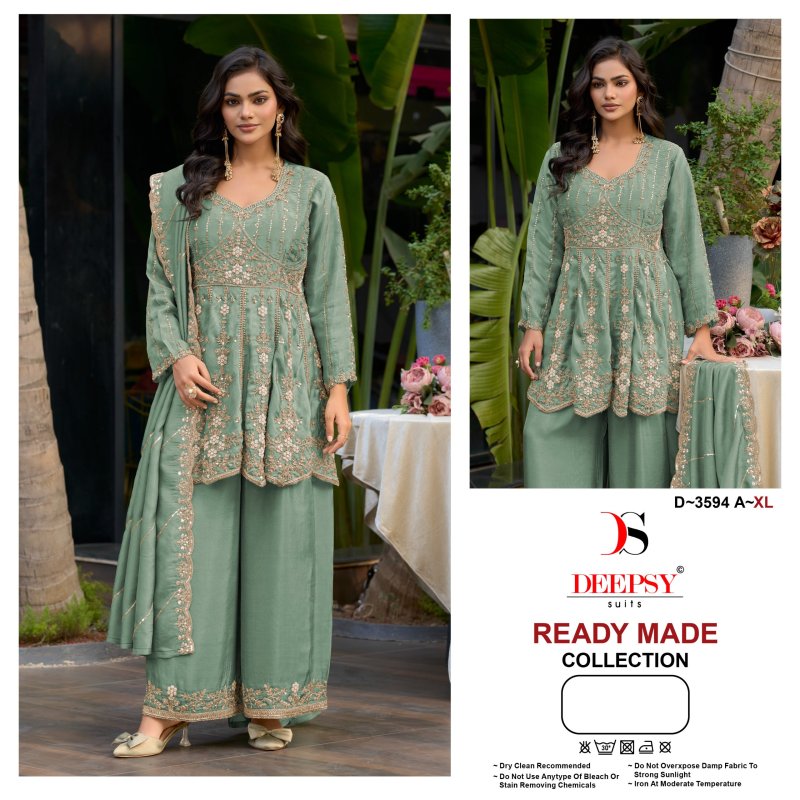 D 3594 A To D By Deepsy Viscose Tissue Silk Readymade Pakistani Suits